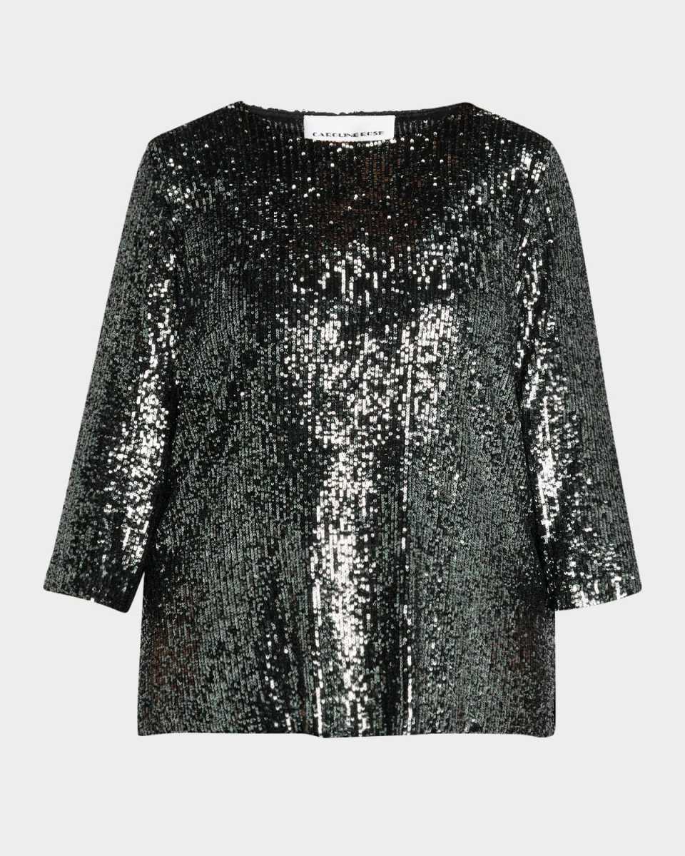 Plus Size 3/4-Sleeve Sequin Tunic